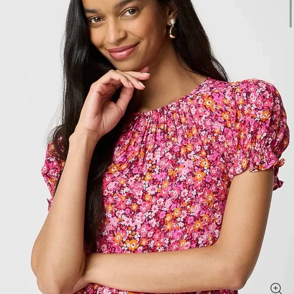 NWT J Crew puff sleeve tiered floral midi dress - Picture 3 of 10